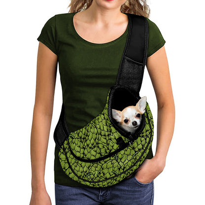 Green Hop Cone Pattern Print Pet Sling Carrier