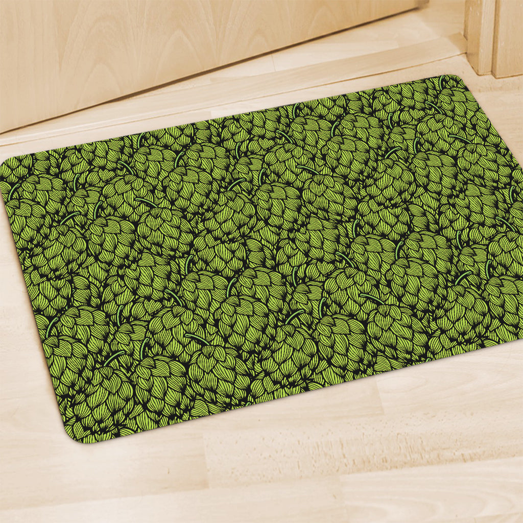 Green Hop Cone Pattern Print Polyester Doormat