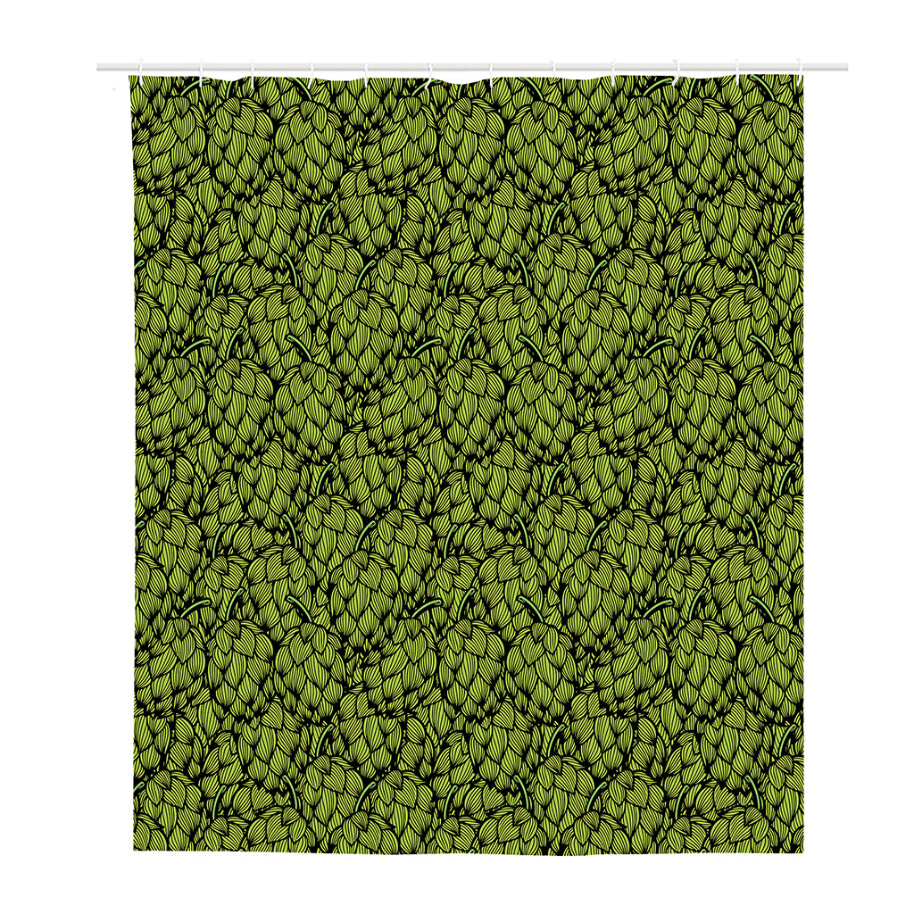 Green Hop Cone Pattern Print Polyester Shower Curtain
