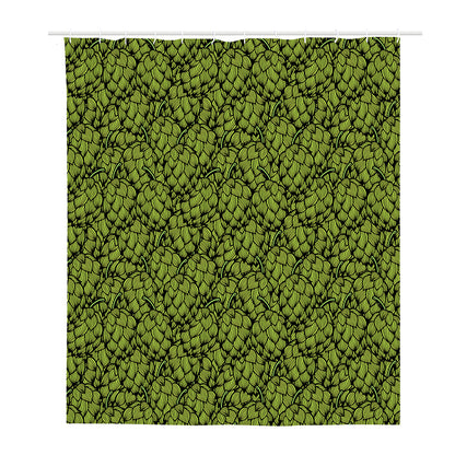 Green Hop Cone Pattern Print Polyester Shower Curtain