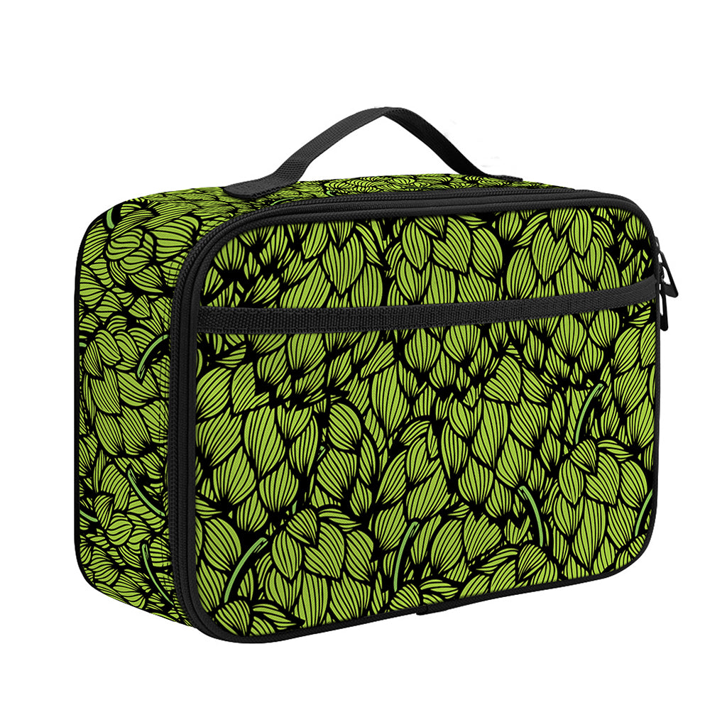 Green Hop Cone Pattern Print Portable Lunch Bag