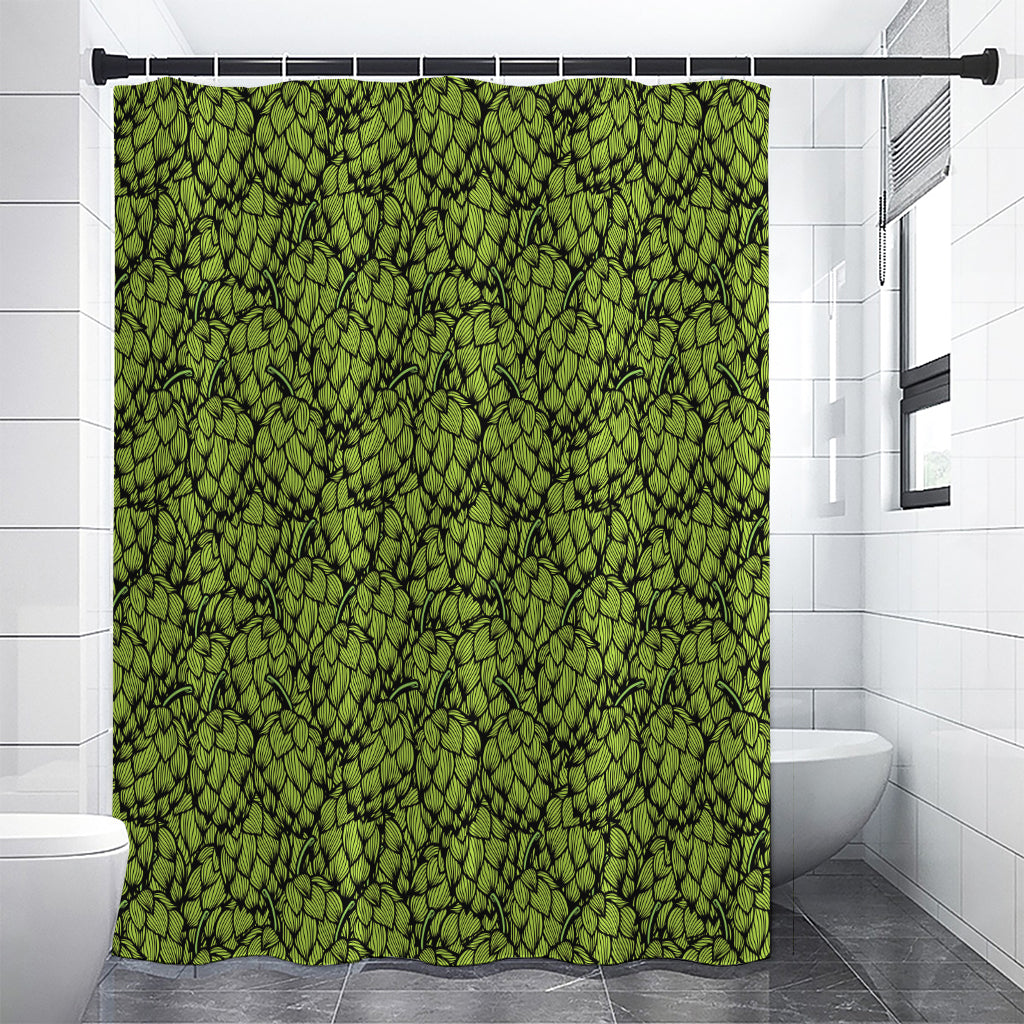 Green Hop Cone Pattern Print Premium Shower Curtain