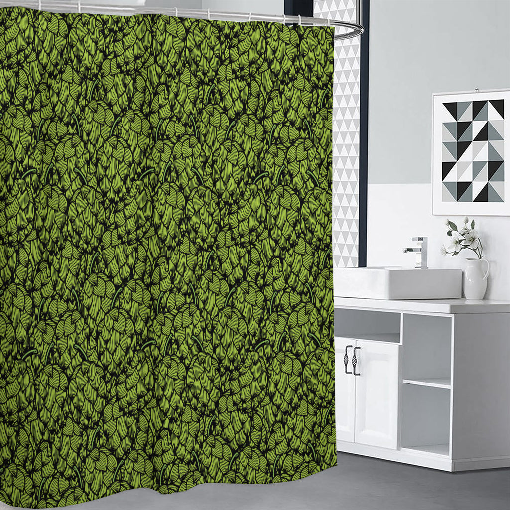 Green Hop Cone Pattern Print Premium Shower Curtain