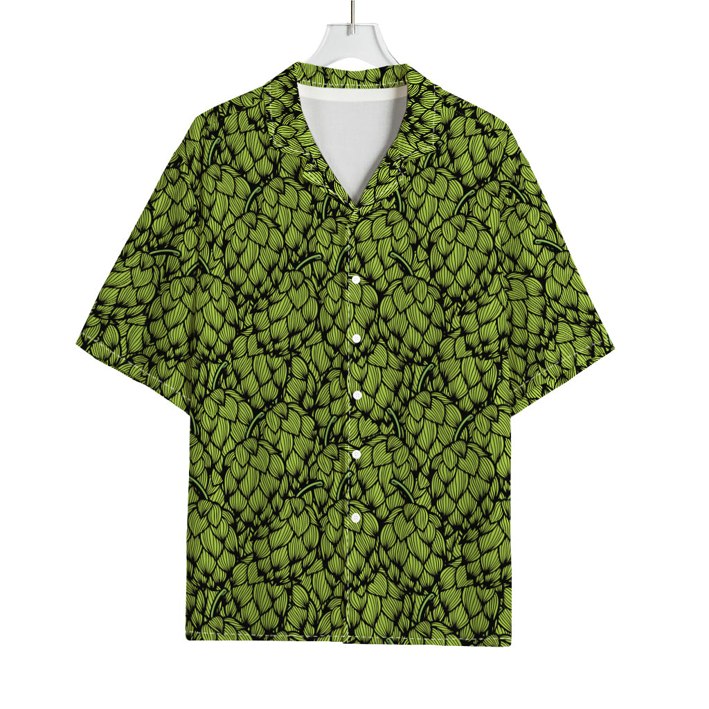 Green Hop Cone Pattern Print Rayon Hawaiian Shirt