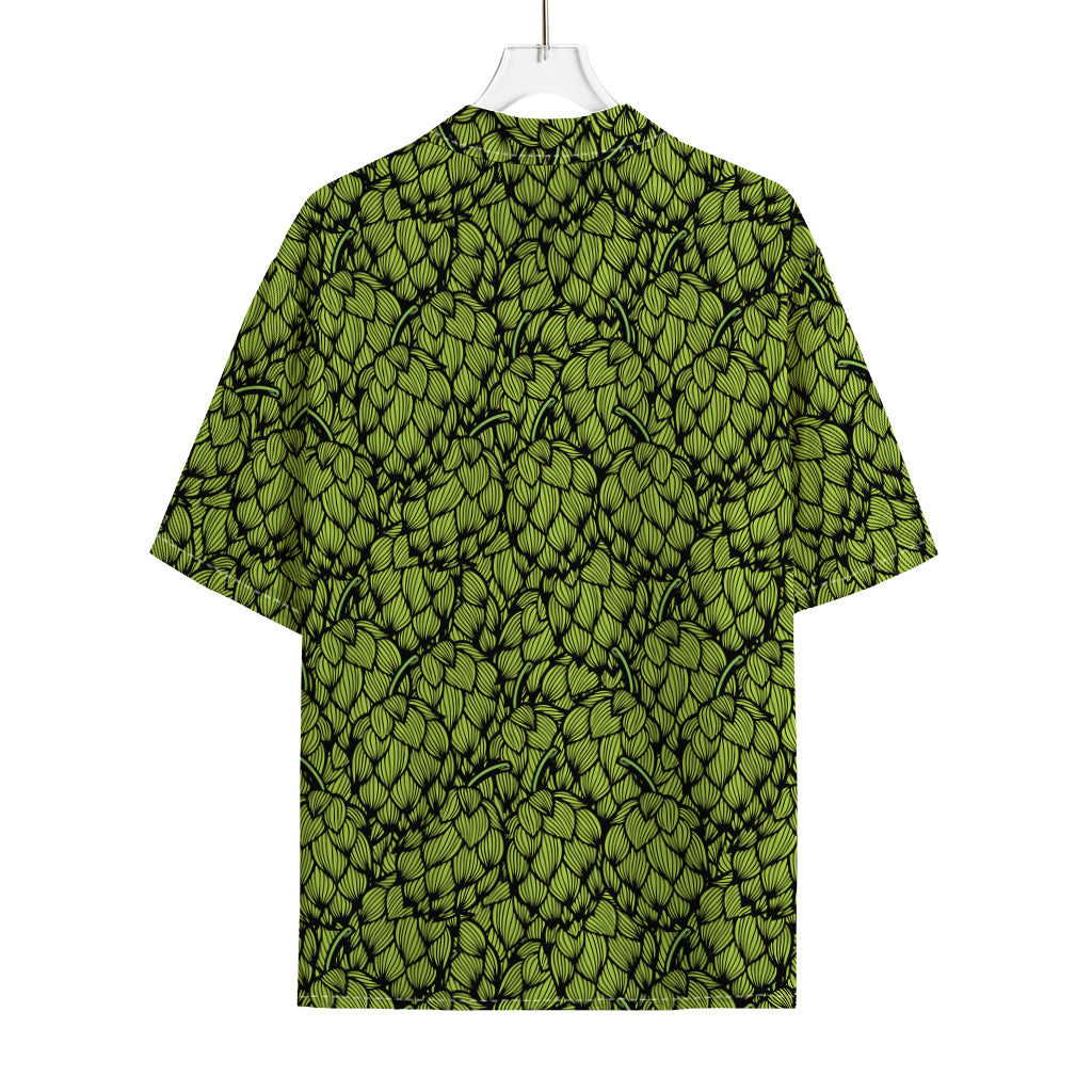 Green Hop Cone Pattern Print Rayon Hawaiian Shirt