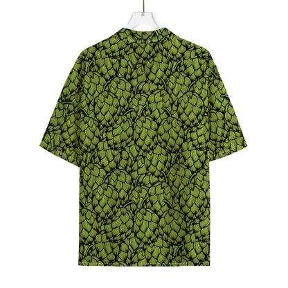 Green Hop Cone Pattern Print Rayon Hawaiian Shirt