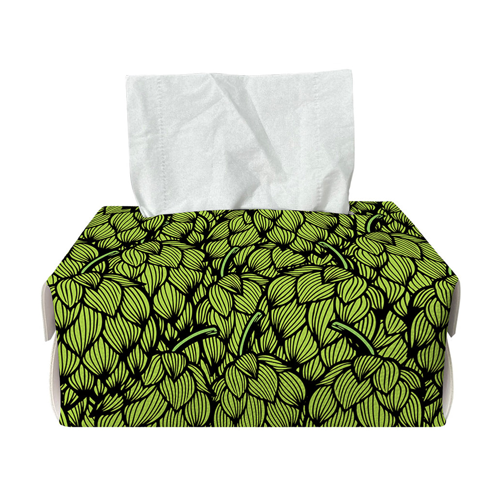 Green Hop Cone Pattern Print Rectangle Tissue Box Cover