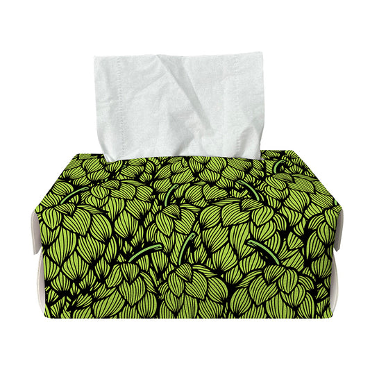 Green Hop Cone Pattern Print Rectangle Tissue Box Cover