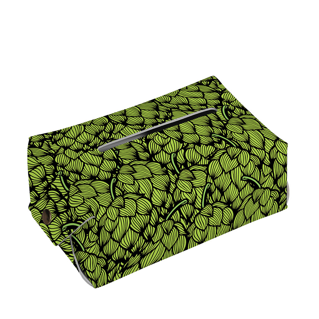 Green Hop Cone Pattern Print Rectangle Tissue Box Cover