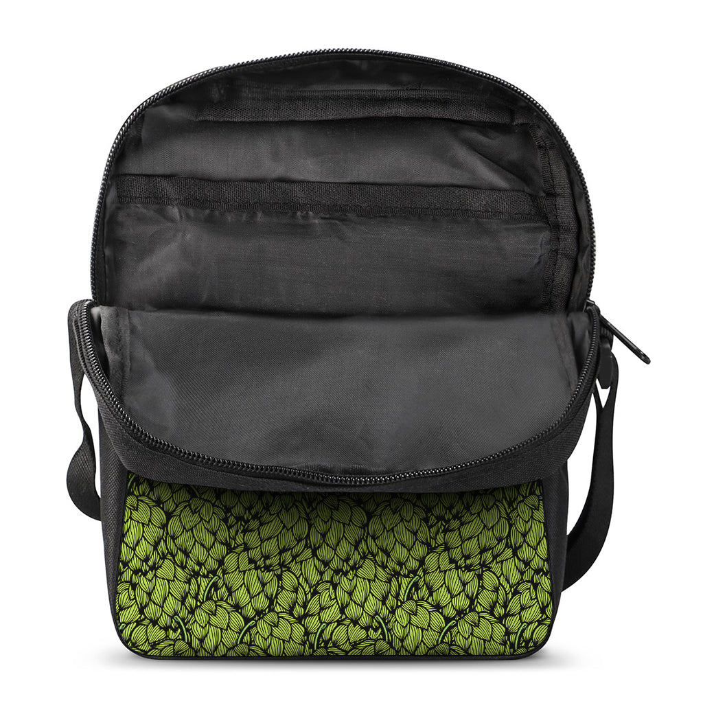 Green Hop Cone Pattern Print Rectangular Crossbody Bag