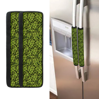 Green Hop Cone Pattern Print Refrigerator Handle Covers