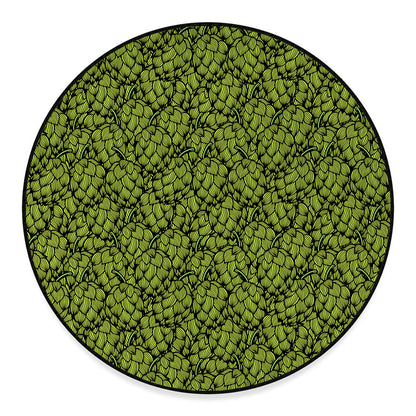 Green Hop Cone Pattern Print Round Floor Mat