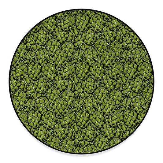 Green Hop Cone Pattern Print Round Floor Mat