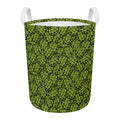 Green Hop Cone Pattern Print Round Laundry Basket
