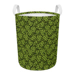 Green Hop Cone Pattern Print Round Laundry Basket