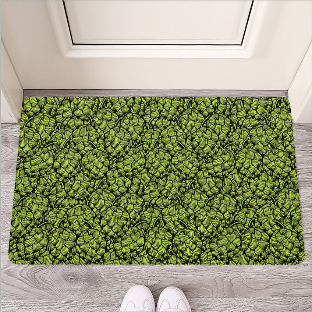 Green Hop Cone Pattern Print Rubber Doormat