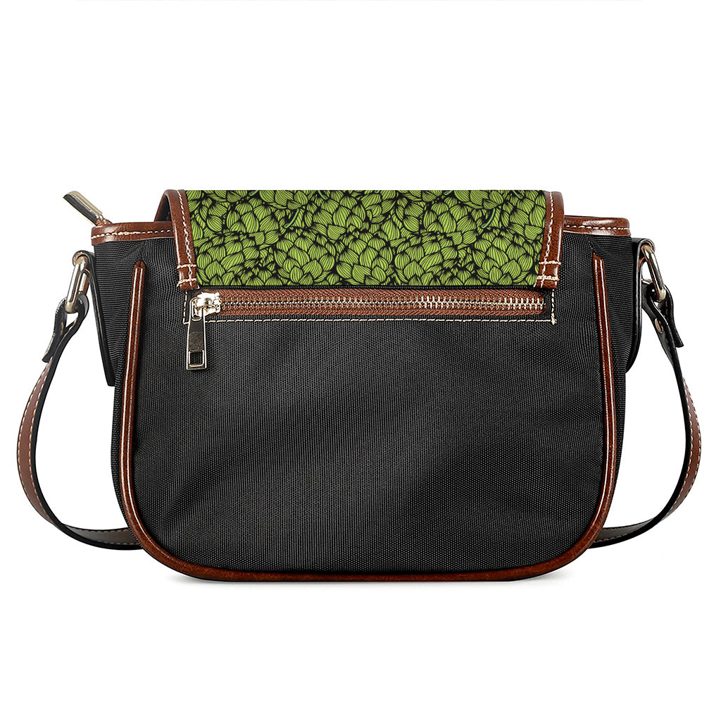 Green Hop Cone Pattern Print Saddle Bag