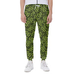 Green Hop Cone Pattern Print Scuba Joggers