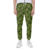 Green Hop Cone Pattern Print Scuba Joggers