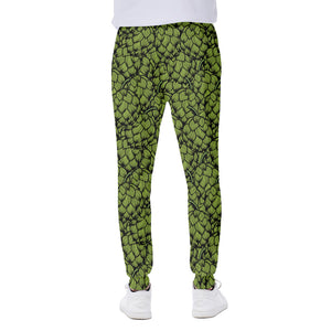 Green Hop Cone Pattern Print Scuba Joggers