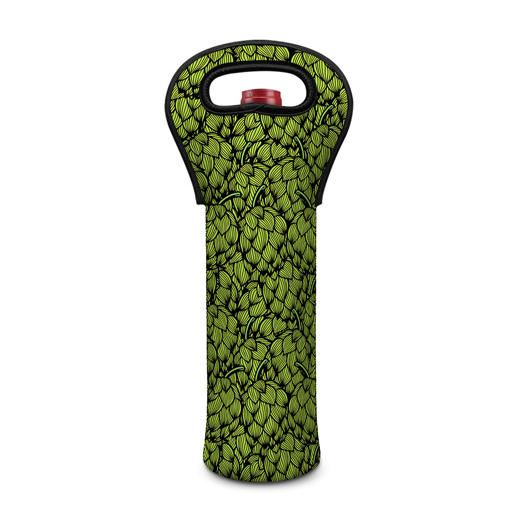 Green Hop Cone Pattern Print Single Neoprene Wine Tote