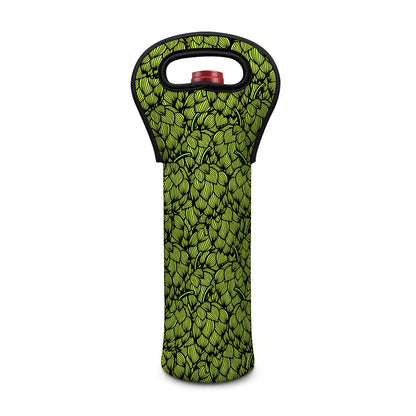 Green Hop Cone Pattern Print Single Neoprene Wine Tote