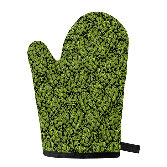 Green Hop Cone Pattern Print Single Oven Mitt