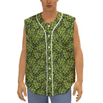 Green Hop Cone Pattern Print Sleeveless Baseball Jersey