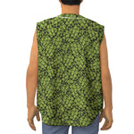 Green Hop Cone Pattern Print Sleeveless Baseball Jersey