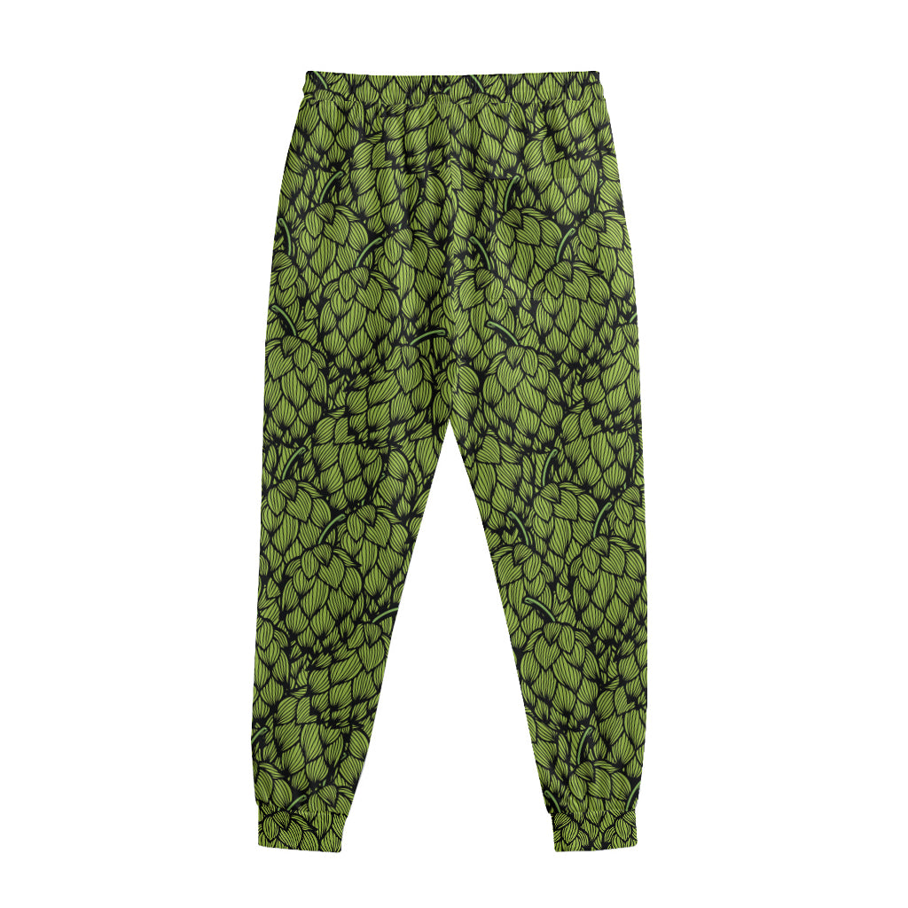 Green Hop Cone Pattern Print Sweatpants