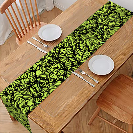 Green Hop Cone Pattern Print Table Runner