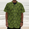 Green Hop Cone Pattern Print Textured Short Sleeve Shirt