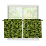 Green Hop Cone Pattern Print Tier Curtains