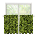 Green Hop Cone Pattern Print Tier Curtains