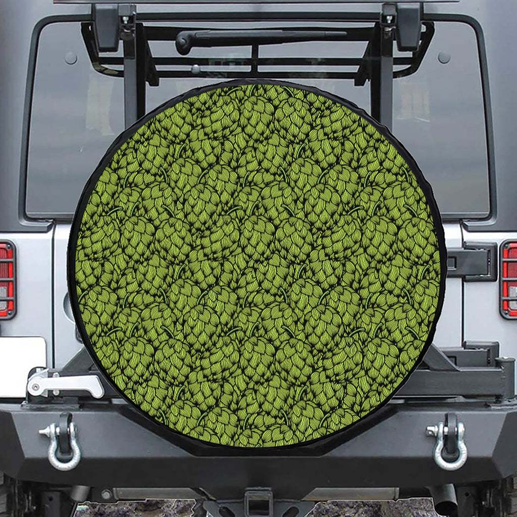 Green Hop Cone Pattern Print Tire Cover
