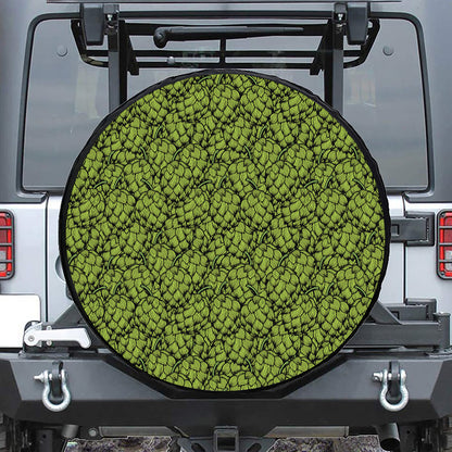 Green Hop Cone Pattern Print Tire Cover