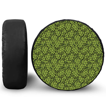 Green Hop Cone Pattern Print Tire Cover