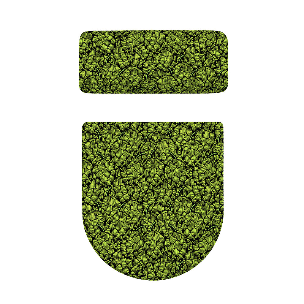 Green Hop Cone Pattern Print Toilet Lid And Tank Cover Set