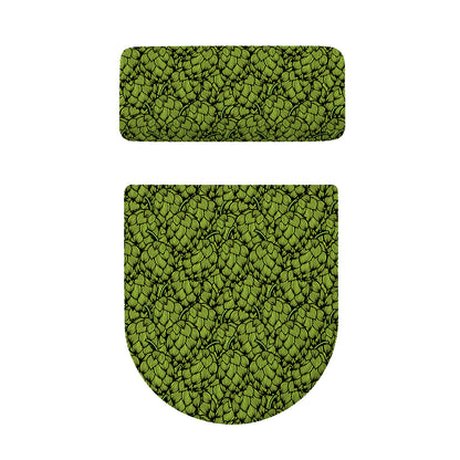 Green Hop Cone Pattern Print Toilet Lid And Tank Cover Set