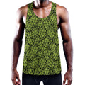Green Hop Cone Pattern Print Men's Workout Tank Top
