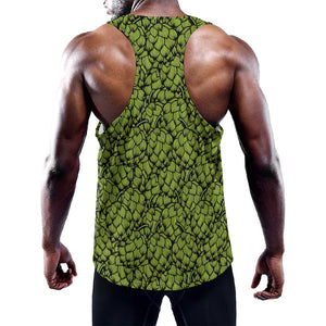 Green Hop Cone Pattern Print Training Tank Top