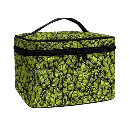 Green Hop Cone Pattern Print Travel Makeup Bag