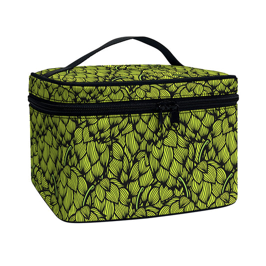 Green Hop Cone Pattern Print Travel Makeup Bag