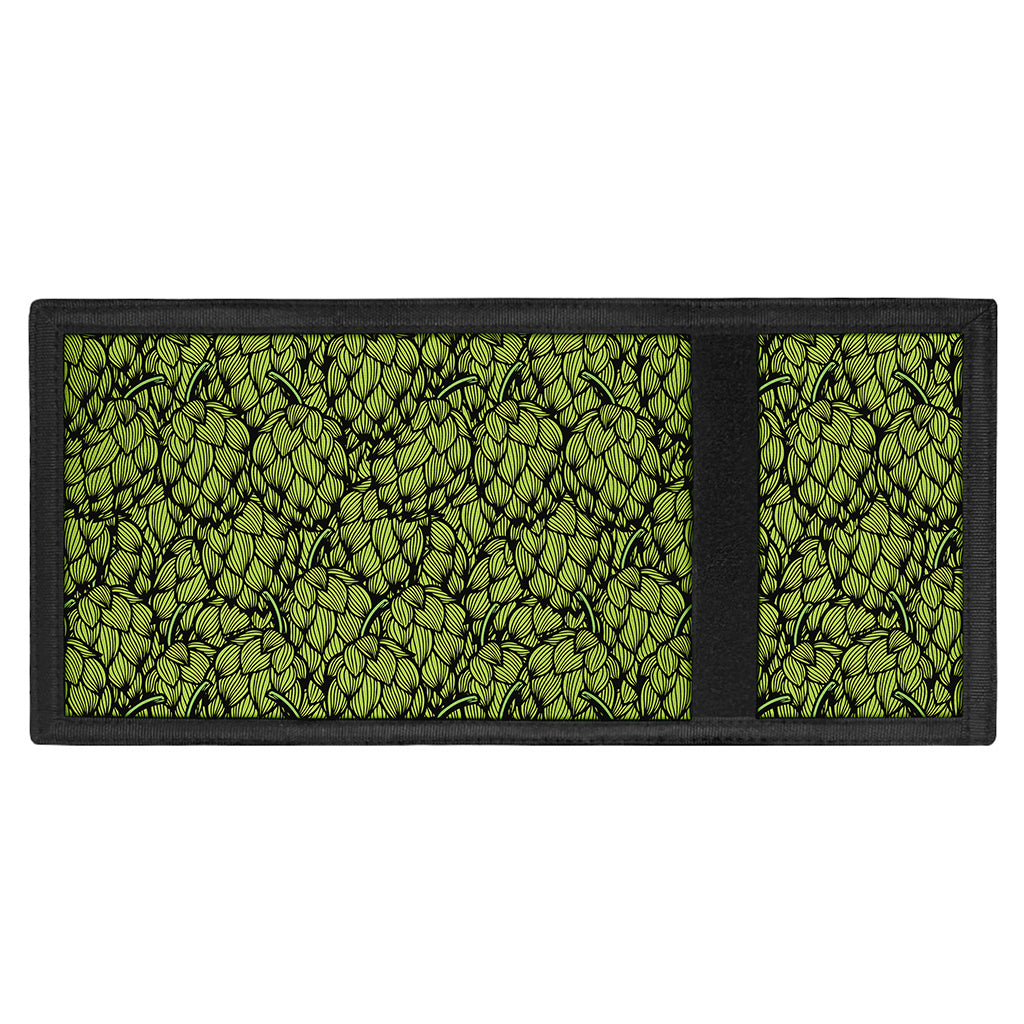 Green Hop Cone Pattern Print Trifold Wallet