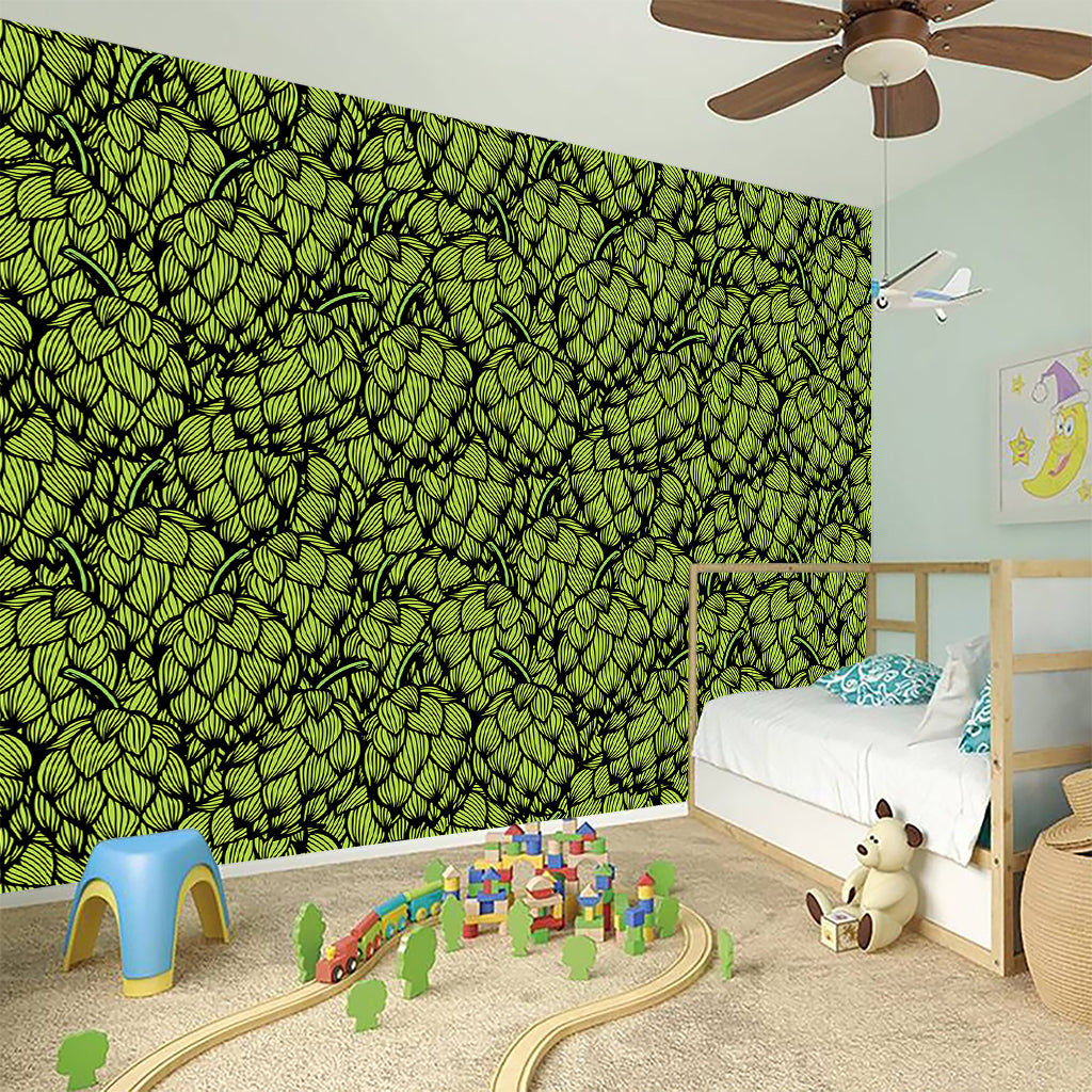 Green Hop Cone Pattern Print Wall Sticker