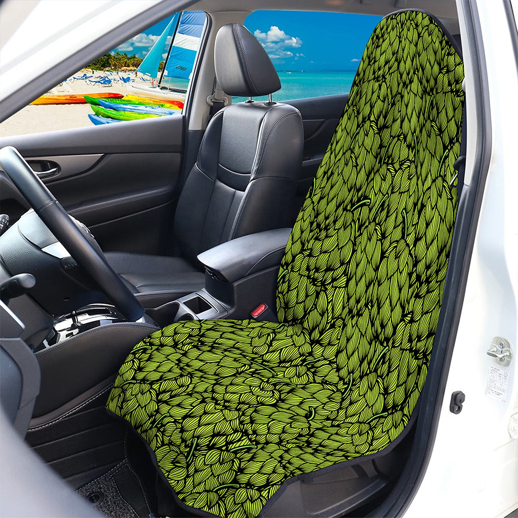 Green Hop Cone Pattern Print Waterproof Car Seat Cover