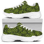 Green Hop Cone Pattern Print White Chunky Shoes