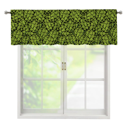 Green Hop Cone Pattern Print Window Valance