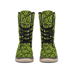 Green Hop Cone Pattern Print Winter Boots