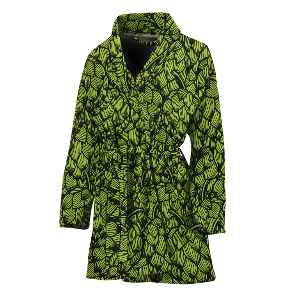 Green Hop Cone Pattern Print Women's Bathrobe